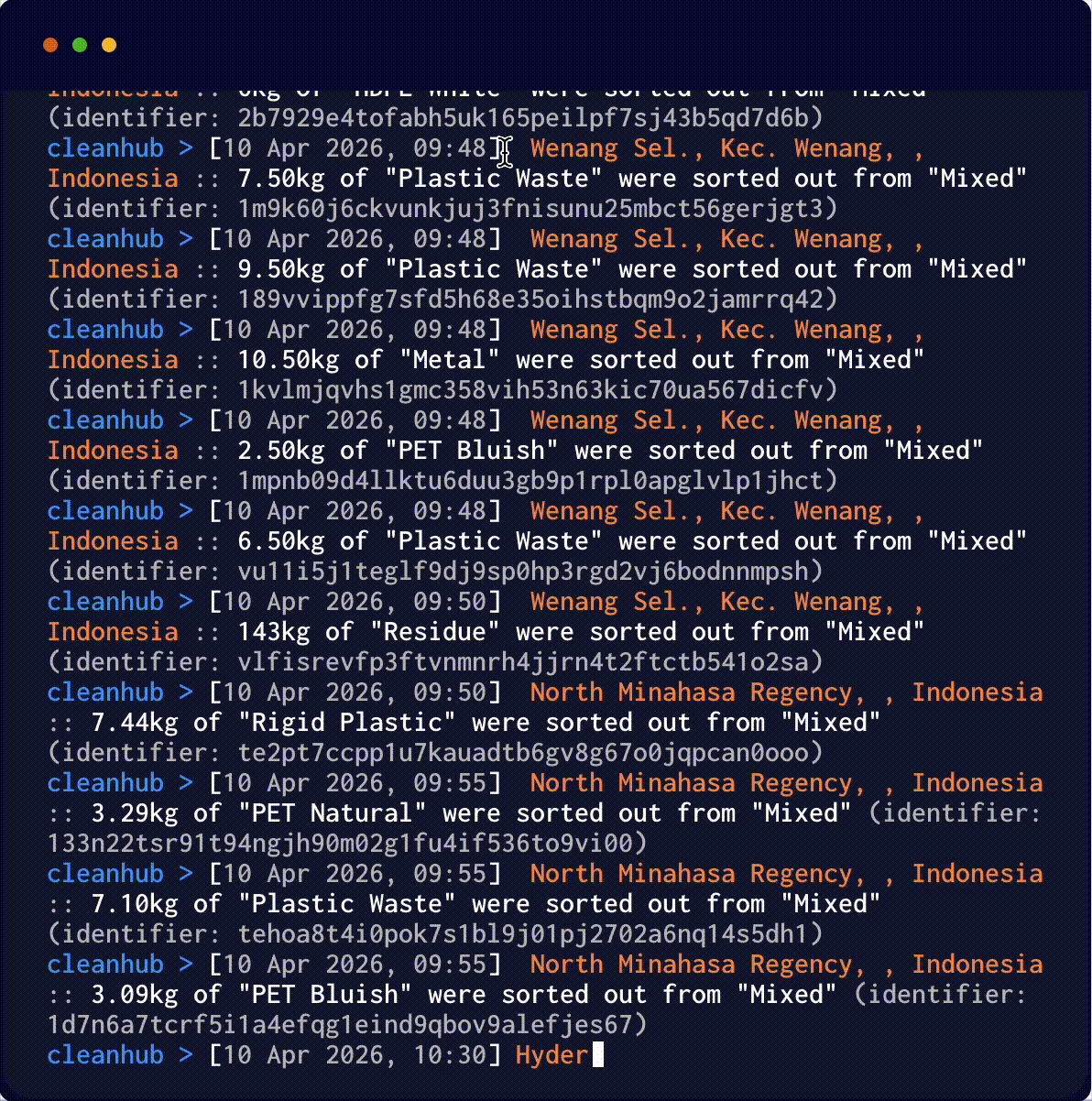 gif of a terminal code interface